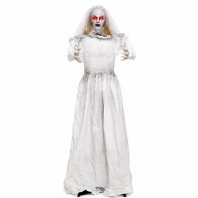5.7 Ft Animated Halloween Ghost Bride Decoration With Turning Head