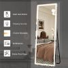 White 64-inch Full Length Floor Mirror with Stand and LED Light Strip