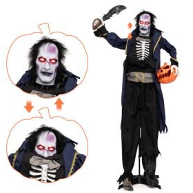 6 Ft Animated Halloween Vampire Pirate Decoration With Pop-up Head