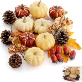 Fall Pumpkin Decor Set 23 PCS, Harvest Bowl Filler Decorations For Thanksgiving, Autumn Table, Tiered Tray And Home Decor