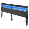 Headboard for King Size Bed, with 2 Storage Shelves, LED Light, 3 Outlets, and 3 USB Ports