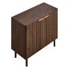 Coffee Bar Cabinet, Mid Century Fluted Coffee Bar Table with 2-Tier Storage, Buffet Stand Cabinet with Barn Door