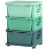 3 Tier Kids Storage Unit, Toy Organizers and Storage with 3 Drawer for Bedroom Nursery Living Room for Boys Girls Green