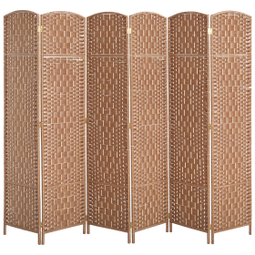 Room Divider 6 Panel, 6FT Tall Folding Privacy Screen, Freestanding Hand-Woven Partition for Room Separation with 360° Hinges