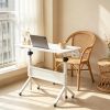 Adjustable Height Mobile Standing Desk Rolling Laptop Desk with Cup Holder And Storage Basket for Home Office
