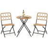3 Piece Patio Bistro Set Folding Round Table and Chairs with Wicker Seat