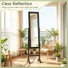 Freestanding Jewelry Armoire Velvet Lined with Full-Length Mirror for Organizing And Storing Necklaces Earrings Rings