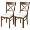 Dining Chairs Set of 2, Upholstered Kitchen Chairs with Rubberwood Frame, Padded Seat and X-Back, Walnut