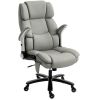 Big and Tall Office Chair with Airbag Lumbar Support, Pet-Friendly Fabric Desk Chair with Flip-Up Armrests, Light Gray