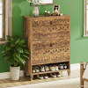 Shoe Organizer Cabinet with 2 Folding Drawer Slides - Vertical Storage for Footwear And Accessories
