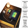 Nightstand with Charging Station, 3 Fabric Drawers, LED Light & Open Shelf, Modern End Table with AC Outlets & USB Ports, Bedside Table for Bedroom