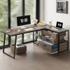 135 Cm Reversible L-Shaped Computer Desk with 3 Drawers And Shelves Home Office Desk Multifunctional Storage Computer Desk