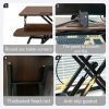 32 Inch Desk Converter, Height Adjustable Sit to Stand Riser, Dual Monitor and Laptop Workstation with Wide Keyboard Tray, Walnut Color