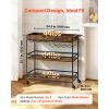 Bar Cart, 3 Tiers Home Kitchen Serving Carts, Industrial Rolling Utility Station on Wheel, Mobile Drink Beverage Shelf with Wine Rack & Glass Holder