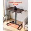 Standing Desk, Adjustable Height Mobile Stand Up Desk with Tilting Desktop, 25.6 x 19 in Small Computer Sit Stand Rolling Workstation with 4 Casters