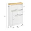 Slim Bathroom Storage Cabinet Rolling Wheels Shelves Toilet Paper Holder White