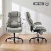 Big and Tall Office Chair with Airbag Lumbar Support, Pet-Friendly Fabric Desk Chair with Flip-Up Armrests, Light Gray