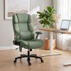 Big and Tall Office Chair with Airbag Lumbar Support, Pet-Friendly Fabric Desk Chair with Flip-Up Armrests, Light Green