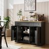 47" Buffet Cabinet with Soft-Close Hinges, Farmhouse Sideboard with 3 Drawers, Adjustable Shelves and Spice Racks, Black