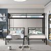 Detachable Metal Triple Bunk Bed, Top Bunk Fits Twin XL Mattress, Lower Bunks for Standard Twin Mattress, Noise-Free Frame for Bedroom Dorm Guest Room