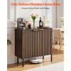 Coffee Bar Cabinet, Mid Century Fluted Coffee Bar Table with 2-Tier Storage, Buffet Stand Cabinet with Barn Door