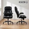 Big and Tall Office Chair with Airbag Lumbar Support, Pet-Friendly Fabric Desk Chair with Flip-Up Armrests, Black