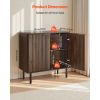 Coffee Bar Cabinet, Mid Century Fluted Coffee Bar Table with 2-Tier Storage, Buffet Stand Cabinet with Barn Door