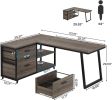 135 Cm Reversible L-Shaped Computer Desk with 3 Drawers And Shelves Home Office Desk Multifunctional Storage Computer Desk