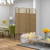 4-Panel Folding Room Divider Natural Wave Fiber Portable Privacy Screen for Home Office