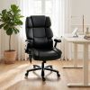 Big and Tall Office Chair with Airbag Lumbar Support, Pet-Friendly Fabric Desk Chair with Flip-Up Armrests, Black