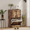 Shoe Cabinet 2 Flip Drawers Narrow Shoe Storage Unit Adjustable Dividers Entryway Hallway Rustic Brown