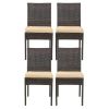 4-Piece Rattan Wicker Patio Dining Chair Set with Soft Cushions Outdoor Furniture for Garden Balcony Or Poolside