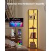 5 Tier Corner Shelf with LED Light, 64" Tall Corner Bookshelf with Storage Shelves for Collectibles