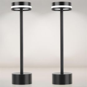 2pcs LED Cordless Table Lamp, 5000mAh Rechargeable Battery, 3 Color Modes Stepless Dimming Touch Lamp, Aluminum Portable Night Light, IP54 Waterproof (Option: 2PCS)