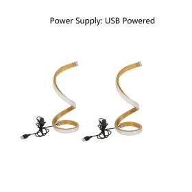 2 Pack Spiral LED Table Lamp, 3 Color Dimmable USB Powered Desk Lamp, Modern Curved Bedside Night Light, Soft Eye-Caring Lighting For Bedroom Living R (Option: Golden)