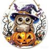 Halloween New Hot Selling Riding Broom Magical Witch Creative Wooden Printing Doors and Windows Garden Hanging Decoration