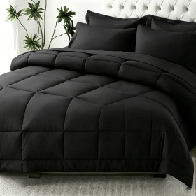 Black 2-Piece & 3-Piece Bedding Comforter Set – Twin/Queen/King – Soft Microfiber (Inclusion: Comforter *1+Pillowcase*2, size: KING)
