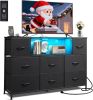 Dresser TV Stand for 45, 50, 55 inch TV, Entertainment Center with LED Lights & Charging Station