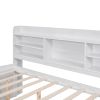Full Size Wooden Captain Bed with Built-in Bookshelves, Three Storage Drawers and Trundle