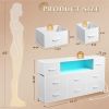 Dresser TV Stand for 45, 50, 55 inch TV, Entertainment Center with LED Lights & Charging Station