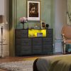 Dresser TV Stand for 45, 50, 55 inch TV, Entertainment Center with LED Lights & Charging Station