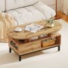 47 Inch Oval Coffee Table with Storage and Open Compartments for Living Room