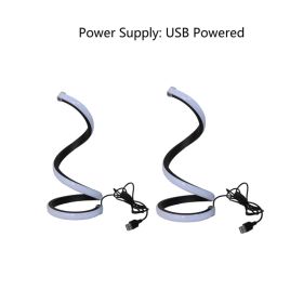 2 Pack Spiral LED Table Lamp, 3 Color Dimmable USB Powered Desk Lamp, Modern Curved Bedside Night Light, Soft Eye-Caring Lighting For Bedroom Living R (Option: Black)